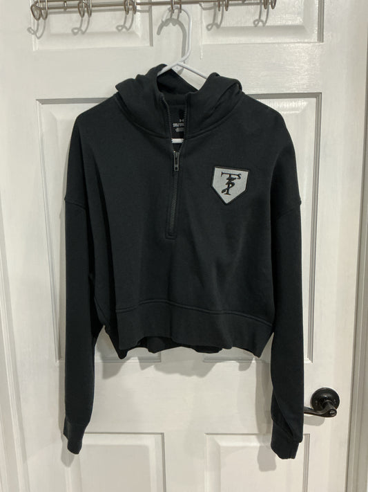 Women's Black 1/4 Zip Cropped Hoodie
