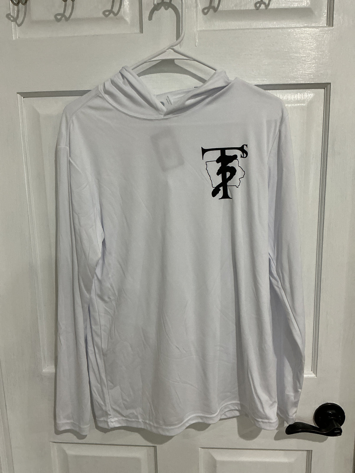 Adult 3T's Iowa Long Sleeve Hooded T-Shirt - White