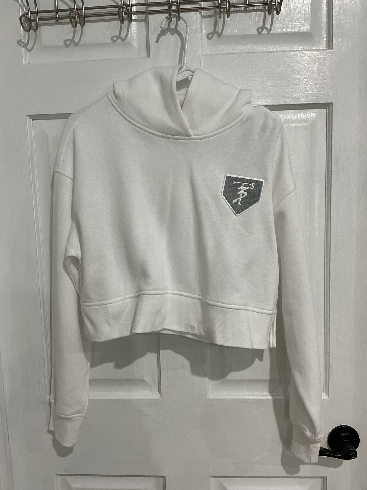 Women's White Cropped Hoodie