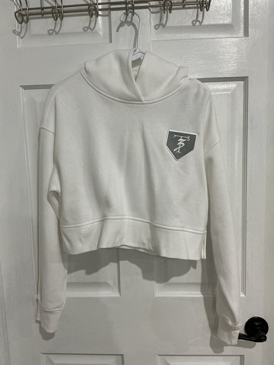 Women's White Cropped Hoodie