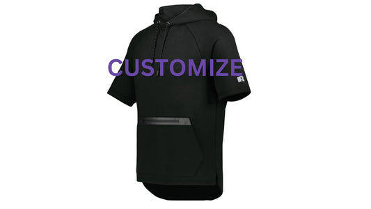3Ts Custom Black Short Sleeve Tech Fleece Hoodie Logo