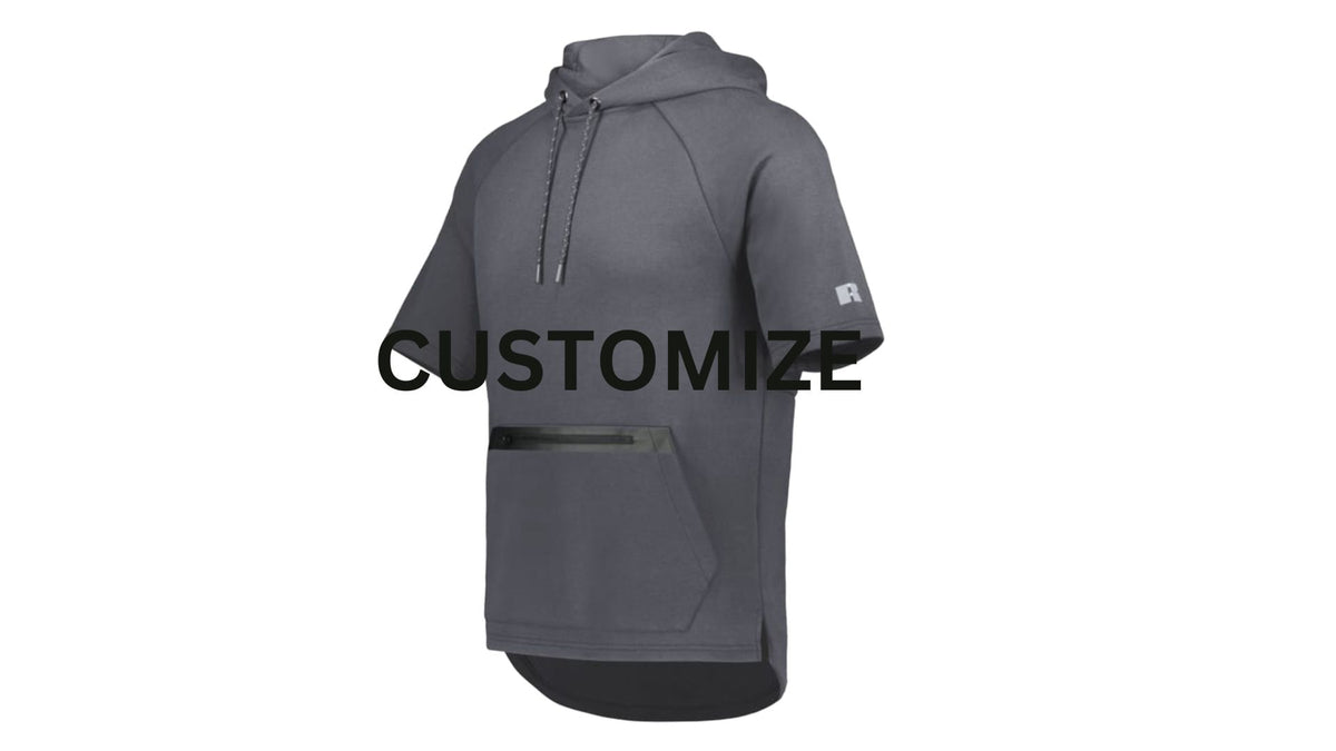 3Ts Custom Gray Short Sleeve Tech Fleece Hoodie Logo