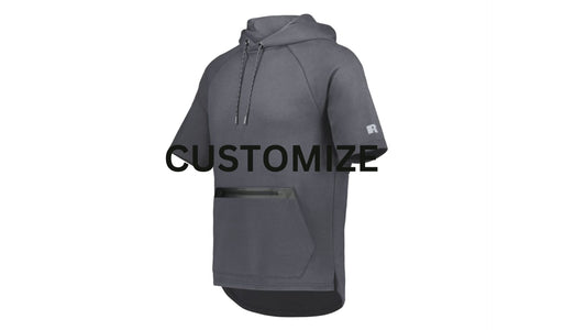 3Ts Custom Gray Short Sleeve Tech Fleece Hoodie Logo