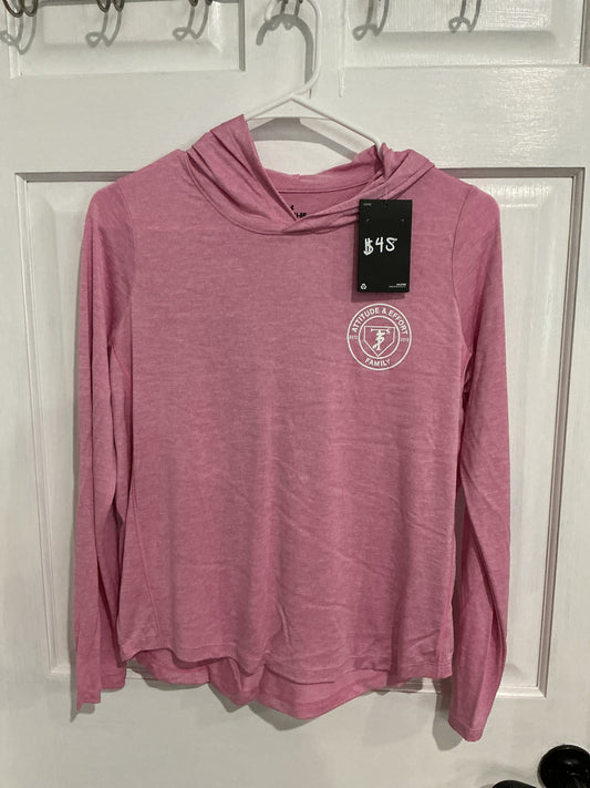 Youth UA Pink Circle Logo Long Sleeve Hooded T-Shirt